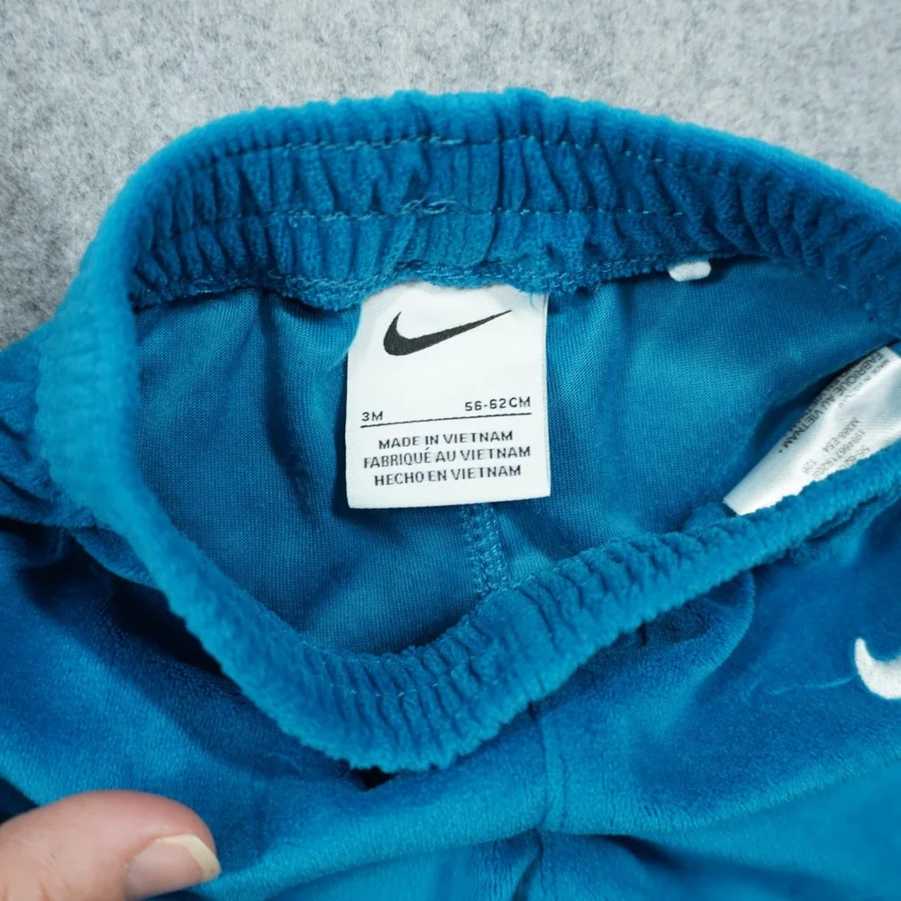 Nike Baby Boy 3M Velour Footed Sleeper Bodysuit and Pants Set Blue Teal 3 Piece